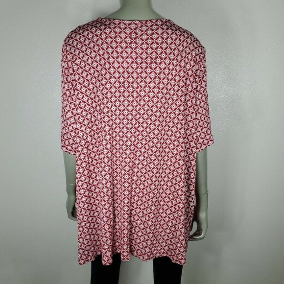 Catherines Top Plus Size 2X 22/24W Tunic Stretch Tie Neck Pullover Red NWT - Picture 4 of 6